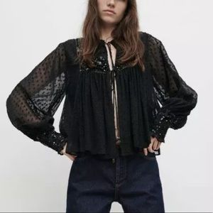 Zara dotted sequin jacket size M, NWT